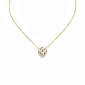 Electric Picks Gold Tone Crystal Clover Pendant Necklace
